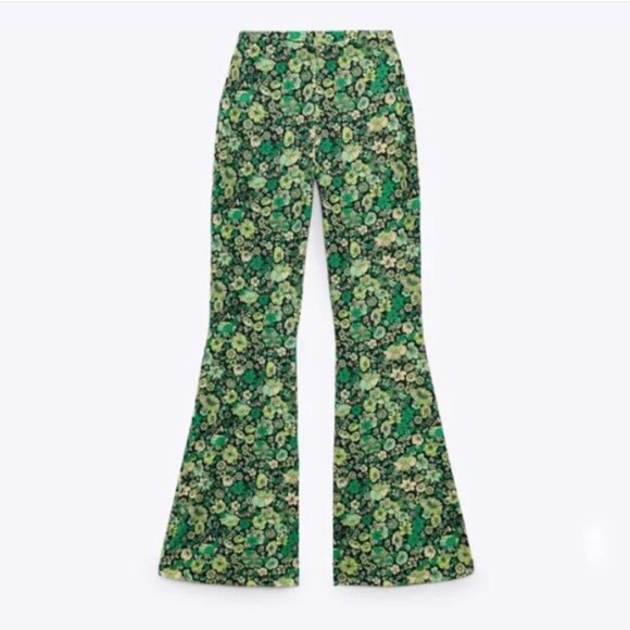 NEW Zara Hippie Boho Floral Flared High-Waisted Pants, Size M - Picture 9 of 15